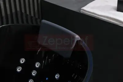 Czarna Wanna z hydromasażem EB-802 prostokątna 170cmx80cmx61cm DYSZE OBROTOWE, WODOSPADY, PILOT