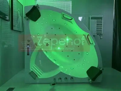 Wanna z hydromasażem C-3088 narożna 150cmx150cmx59cm chromoterapia podgrzewacz