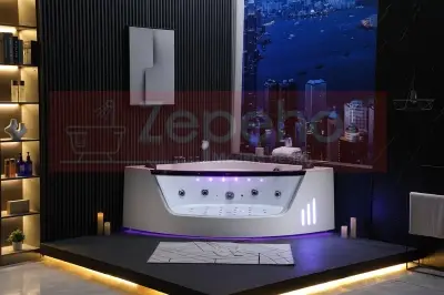Wanna z hydromasażem EB-375 narożna 150cmx150cmx64cm + MASAŻ KARKU, DYSZE OBROTOWE+PILOT