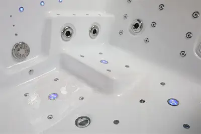 Wirujące dysze Wanna z hydromasażem EB-100 prostokątna 180cmx120cmx66cm Wodospad LED x 2+Ambiente z podgrzewaczem+pilot