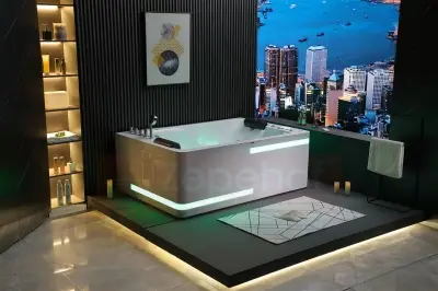 Wanna z hydromasażem K-700 dla 2-óch osób prostokątna 180cmx120cmx65cm DYSZE LEDOWE, PILOT