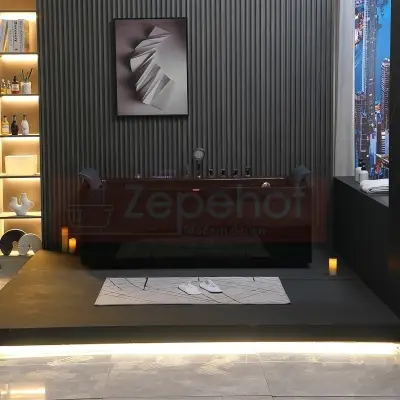 Czarna wanna z hydromasażem EBS-185 prostokątna 170cmx85cmx58cm DYSZE OBROTOWE, MASAŻ KARKU, WODOSPADY, PILOT