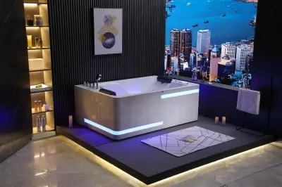 Wanna z hydromasażem K-700 dla 2-óch osób prostokątna 180cmx120cmx65cm DYSZE LEDOWE, PILOT