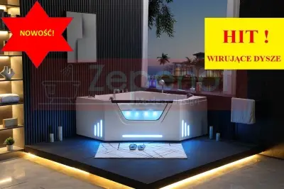 Wanna z hydromasażem BS-708 narożna 150cmx150cmx65cm + MASAŻ KARKU, DYSZE OBROTOWE+PILOT