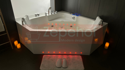 Wanna z hydromasażem C-487 narożna 150cmx150cmx58cm chromoterapia podgrzewacz
