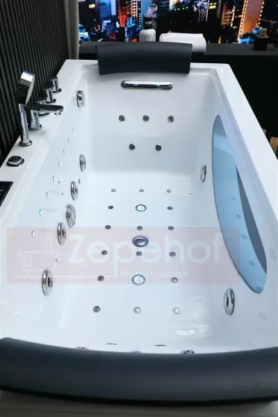 Wanna z hydromasażem BC-602 prostokątna 180cmx90cmx66cm DYSZE OBROTOWE, MASAŻ KARKU, WODOSPADY, PILOT